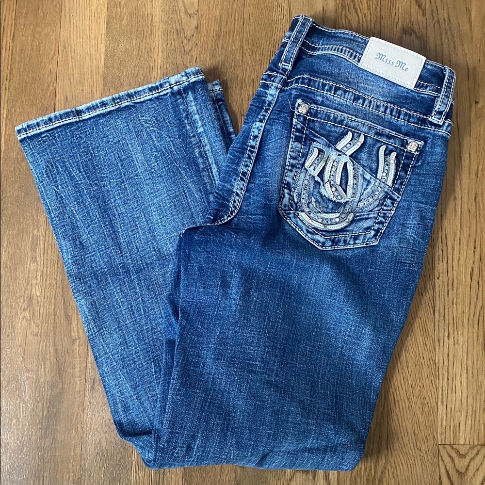 Miss Me Embroidered Blue Jeans